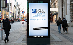 Szabo-Scandic Logo & Claim Geimpft für Sie da! auf Gewista Werbetafel