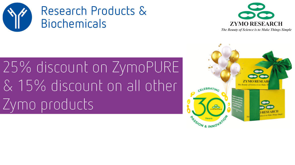25% discount on ZymoPURE & 15% discount on all other Zymo products